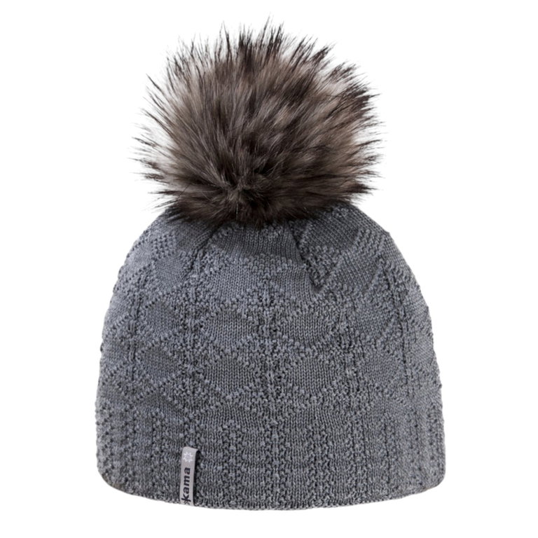 Kama Strickmütze (Bommel) A109 Merino - Damen grau - 1 Stück