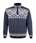 Kama Sweater Pullover 4082 Half Zip mit Nordischen Muster (Merinowolle) navyblau Herren