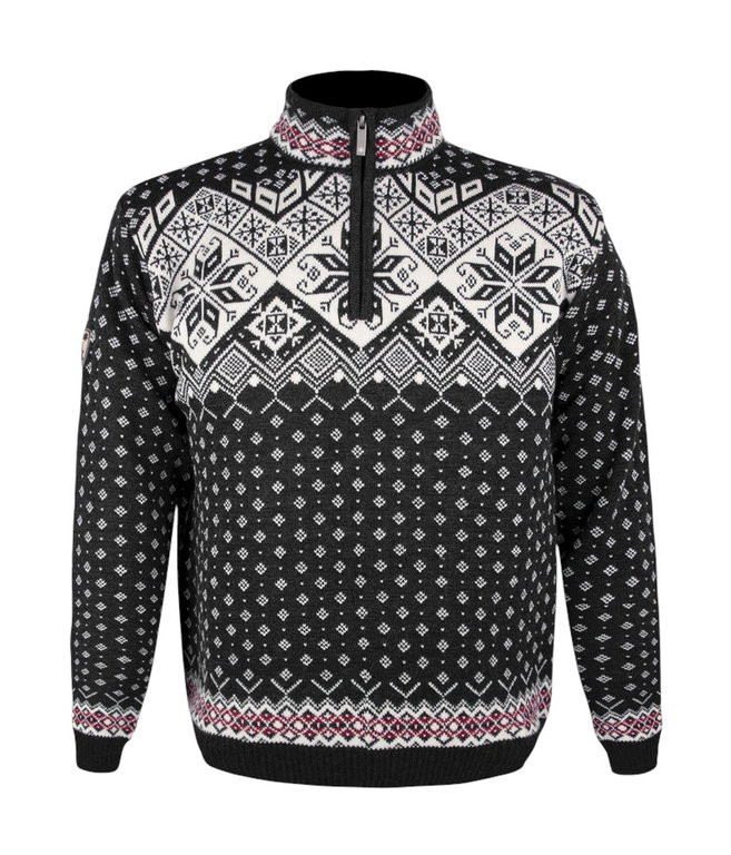 Kama Sweater Pullover 4082 Half Zip mit Nordischen Muster (Merinowolle) schwarz Herren