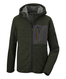 Killtec Strickfleecejacke Kow 200 mit Kapuze (warm, Midlayer) olivegrün Kinder