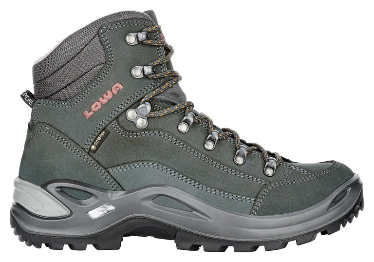 Lowa Wanderschuhe Renegade Mid GTX (All-Terrain, Nubukleder, wasserdicht) anthrazitgrau/mandarine Damen