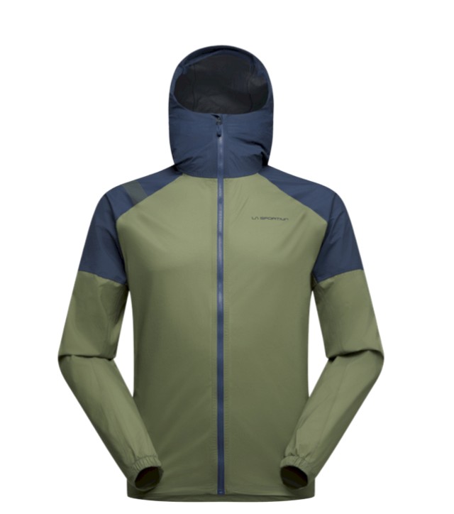 La Sportiva Trail-Laufjacke Pocketshell (Hardschell, wasserdicht) dunkelgrün/dunkelblau Herren