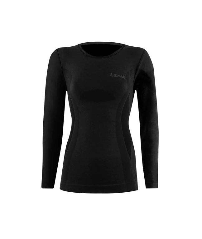 Lenz Functional Underwear Long Sleeve Merino 6.0 Round Neck Black Women