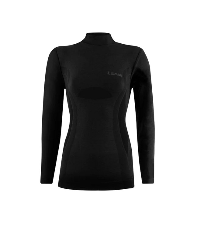 Lenz Funktionsunterwäsche Langarmshirt Merino 6.0 Stehkragen schwarz Damen