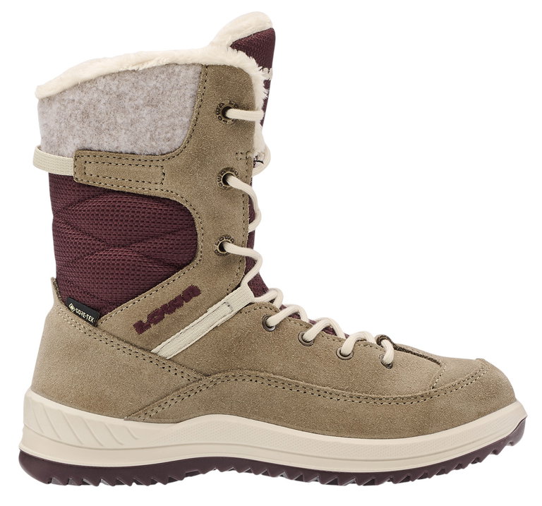 Lowa Winterstiefel Bianca High GTX (Veloursleder/Textil, wasserdicht) 2025 sandbraun/rot Kleinkinder