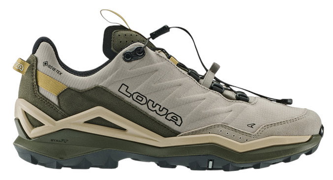 Lowa Wanderschuhe Maddox Pro Low GTX SL (Fast-Hiking, Textil/Synthetik, wasserdicht) desertbeige/olive Herren