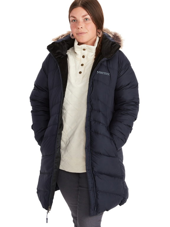 Marmot Wintermantel Montreal Coat (Daunenfüllung, Fleece-Fütter, robust, wasserabweisend) navyblau Damen