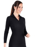 Medima Langarmshirt mit Half-Zip (20% Angora Sport) schwarz Damen (Gr. S-L)