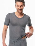 Medima Unterwäsche Tshirt V-Ausschnitt (Kaschmir/Seide) Kurzarm grau Herren (Gr. XL+XXL)