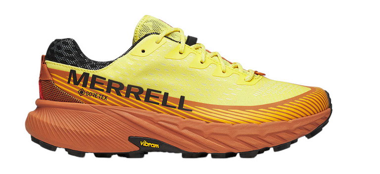Merrell Trail Running Shoes Agility Peak 5 GTX (waterproof, Rock Plate) yellow/brown men's