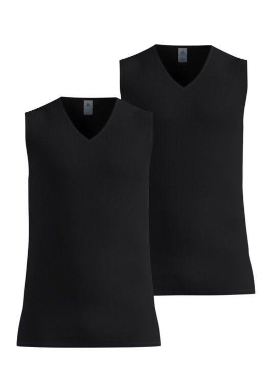 Odlo Funktionsunterwäsche Singlet Active Light mit Ausschnitt schwarz Herren - 2er Pack