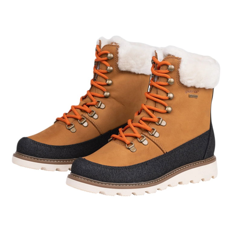 Pomar Winter Boots PÄIVI GTX (Nubuck Leather, Waterproof, Lambskin Lined) Tan Brown Ladies