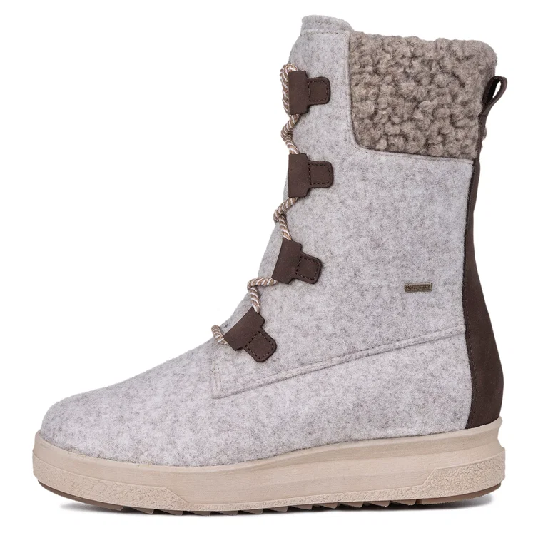 Pomar Winterstiefel Reki GTX (Filzstiefel, wasserdicht, breit, extrem warm) hellgrau Damen
