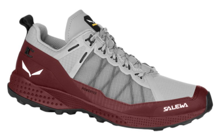 Salewa Wanderschuhe Pedroc PTX (Speed-Hiking, Powertex, wasserdicht, reißfestes Obermaterial) grau/weinrot Damen