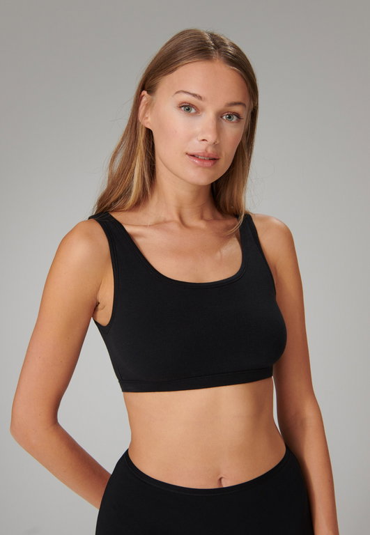 Schiesser Bustier 95/5 ohne Cups (95% Baumwolle) Unterwäsche schwarz Damen - 2er Pack