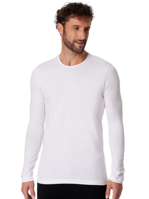 Schiesser Unterwäsche Langarmshirt Organic Cotton Rundhals 95/5 - weiss Herren
