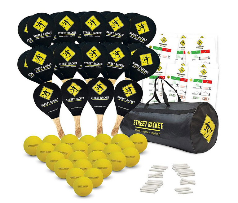 Street Racket School Sports Set (24x rackets, 24x balls, 36x chalk)