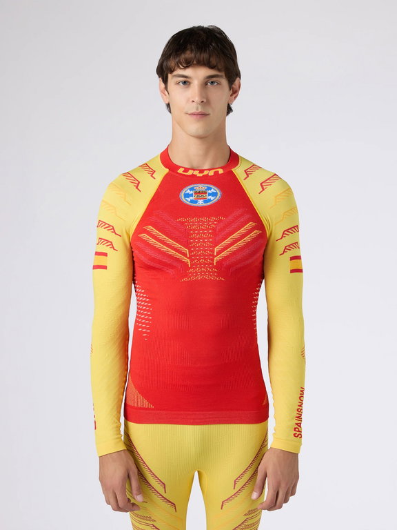 UYN Functional Long Sleeve Shirt Natyon 3.0 Spain Turtle Neck Fitted Underwear Red/Yellow Men