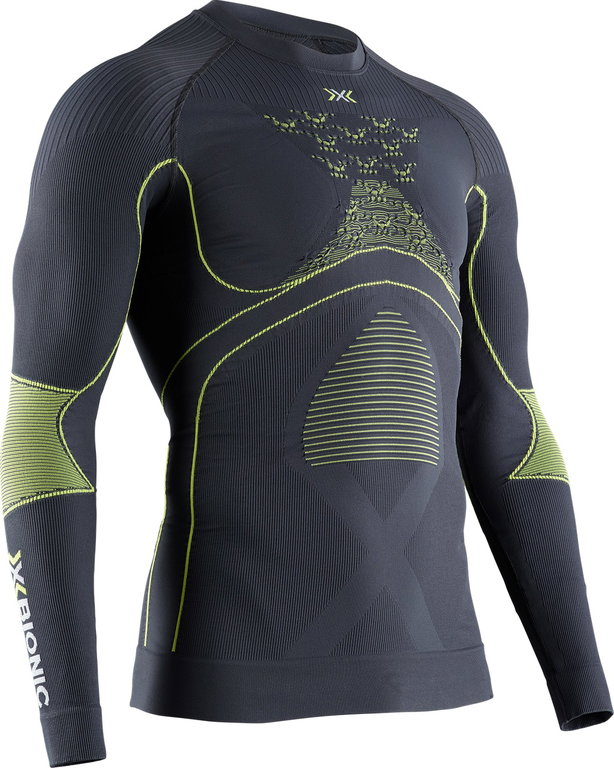 X-Bionic Funktions-Langarmshirt Rundhals Energy Accumulator 4.0 Unterwäsche charcoal/gelb Herren