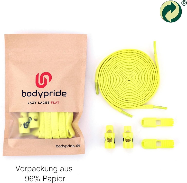 bodypride Schnürsenkel Flat/flach modisch gelb 120cm - 1 Paar