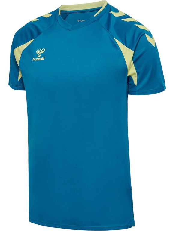 hummel Sport-Shirt hmlCORE 2.0 (rec. Polyester, optimale Bewegungsfreiheit) kurzarm blau/limegrün Herren