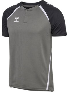 hummel Sport-Shirt hmlLEAD 2.0 Polo (rec. Polyester, klassisch Look) grau/schwarz Herren