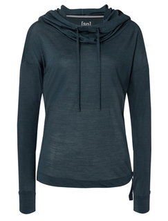 super natural Kapuzenpullover Funnel Hoodie (Merinowolle) dunkelblau Damen
