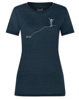 super natural Freizeit-Shirt Bergglück Tee (Merino-Mix) marineblau Damen