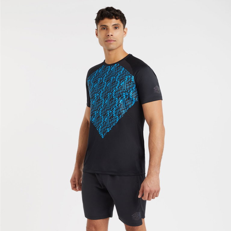 umbro Sport-Tshirt Pro Training Graphic Jersey (100% Polyester) schwarz/blau Herren